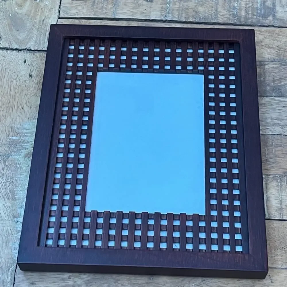 Decorative Picture Frame 4.5 x 6.5 in Dark Brown Grid Patterned Frame Standing